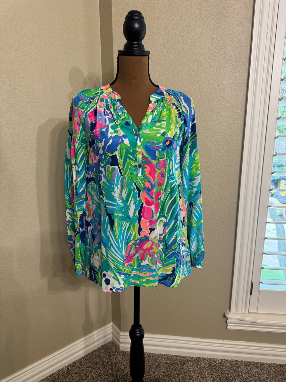 Lilly Pulitzer Multi-Color Tropical Print Blouse